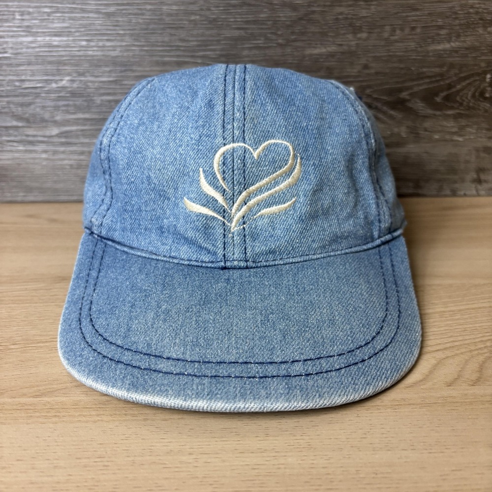 Vintage Women of Faith Hat Cap Strap Back Denim Blue Womens Christian Heart
